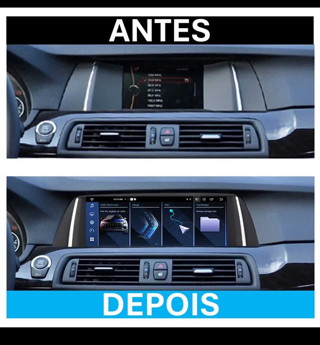 Rádio Android 14 BMW Série 5 F10 / F11 — CarPlay Sem Fios — Ecrã 10.25"