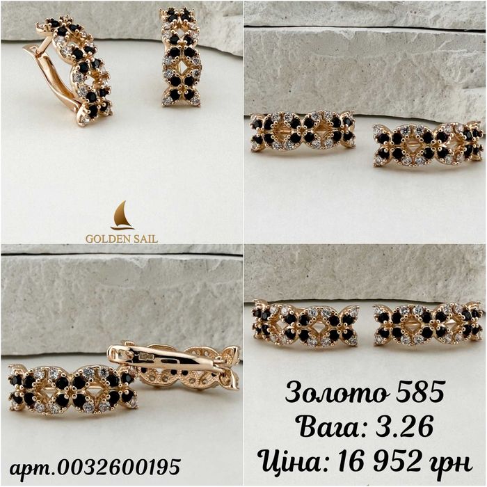 Золоті сережки з цирконієм