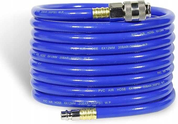 Wąż powietrzny z szybkozłączką 20 bar 1/4" , do kompresora, długość 5m