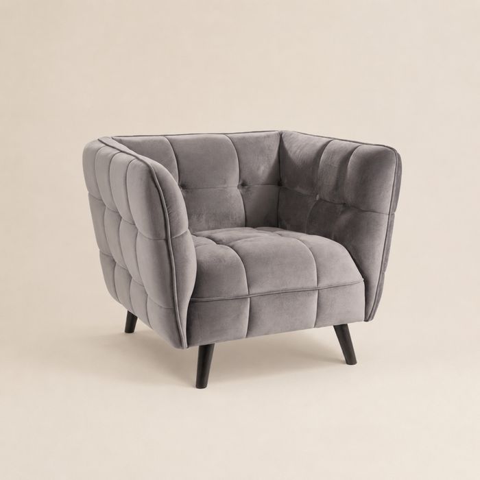 Fotel CASTELLO 1 Velvet Bluvel 14 szary