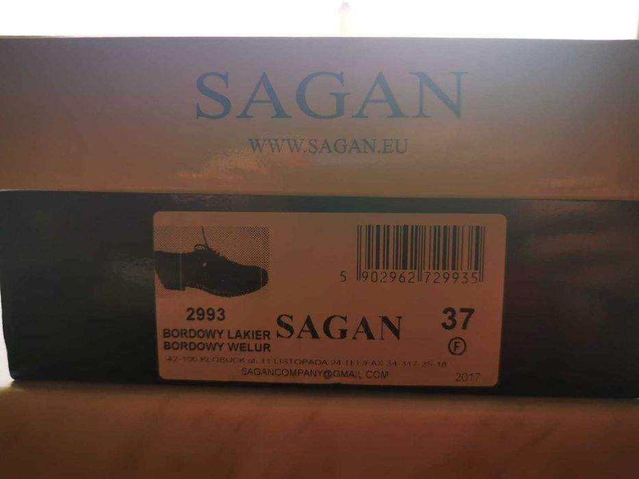 Półbuty bordowe Sagan roz. 37
