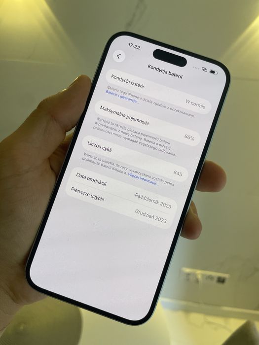 iPhone 15 Plus - 128gb - błękitny - 86% kondycji bat. - etui gratis