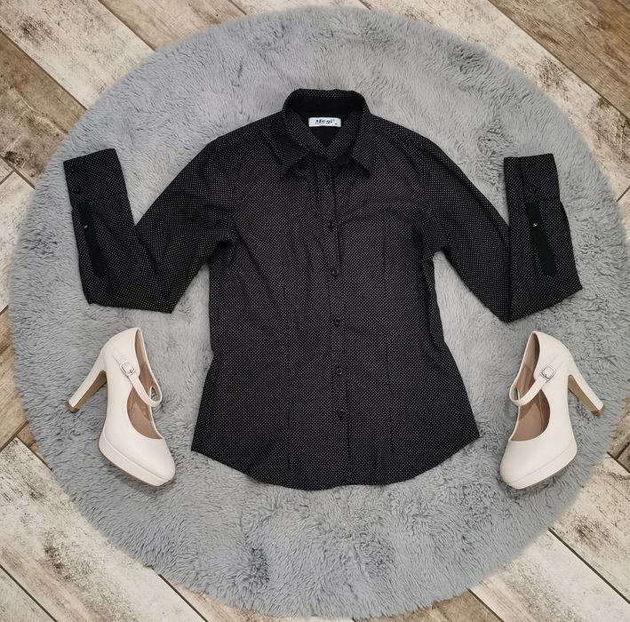 Koszula damska czarna w białe kropki rozmiar M 38