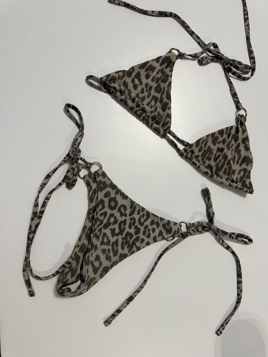 Stroj kapielowy w panterke wiazane bikini geoard cetkj wakacje kot