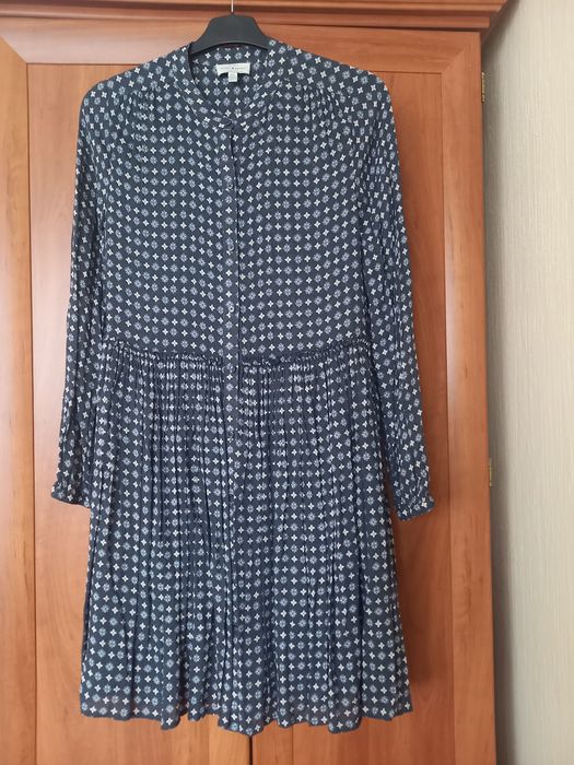 Granatowa w kwiatki białe sukienka z długim rękawem r. M Lucky  Brand