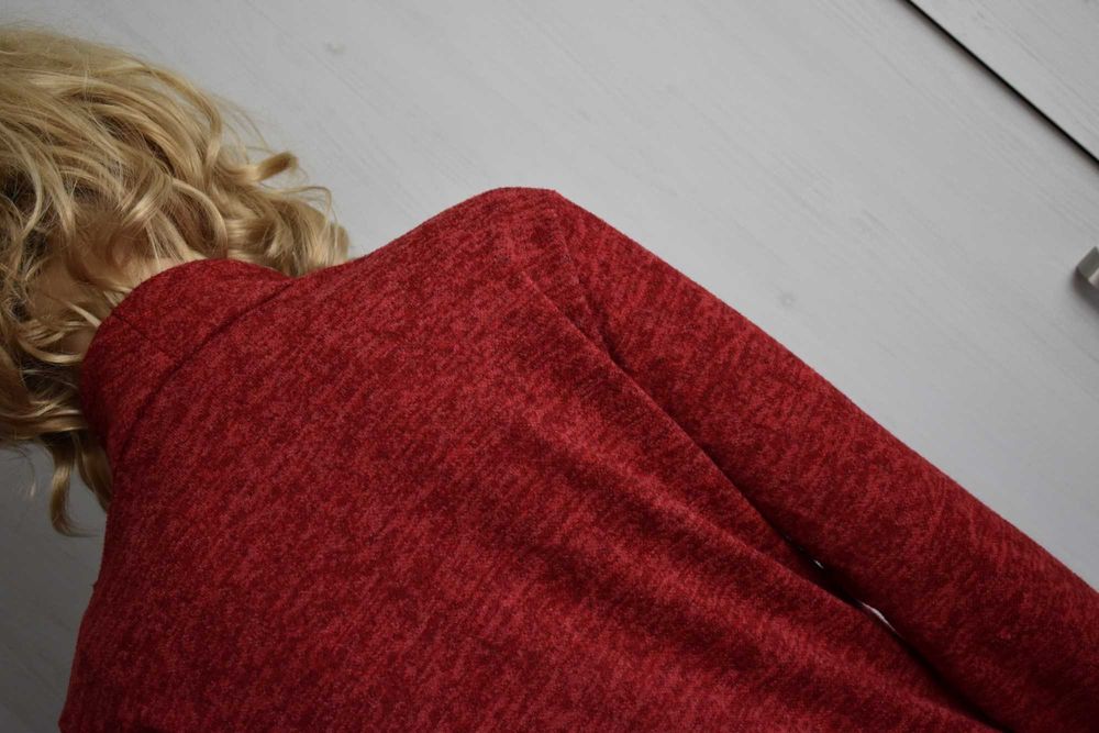 Sweter S M 36 kardigan asymetryczny długi płaszcz sweterek melanż