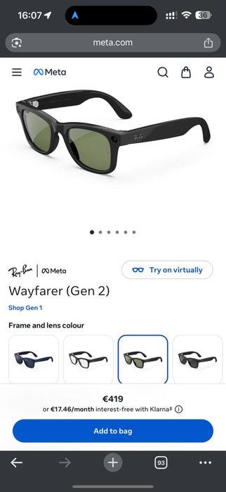 Ray Ban Meta Wayfarer Gen 2 Matte Black