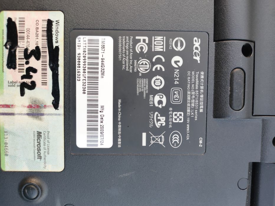 Ноутбук acer travelmate 8571
