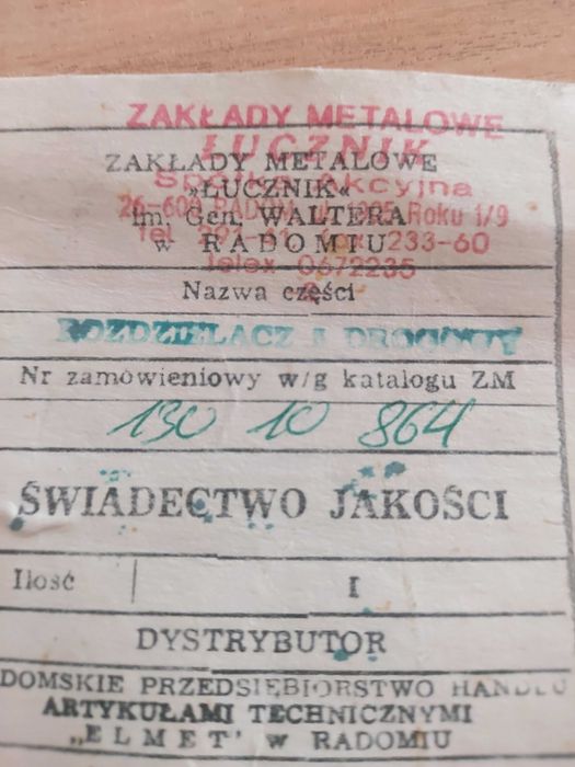 Zawór pneumatyczny rozdzielający 5 drogowy z pedałem "Łucznik"