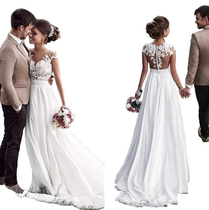 Suknia ślubna #56 boho linia A ivory zamek guziczki rozmiar 42 XL