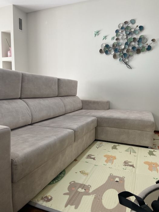 Sofa chaise long com encostos e assentos regulaveis - beje