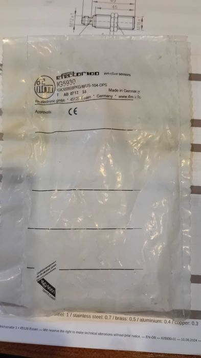 Sensor indutivo 18mm 24vdc PNP IFM