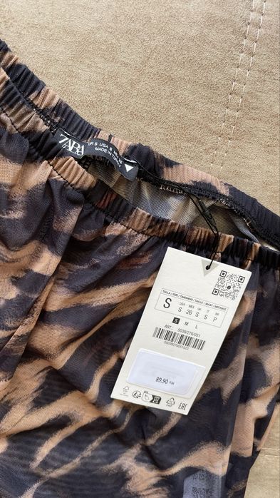 Леопардові напівпрозорі штани в сітку на пляж басейн брюки zara p. s