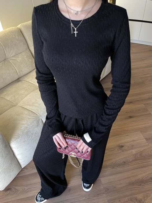 Жіночий ангоровий костюм miu miu, лонгслів+штани, косичка