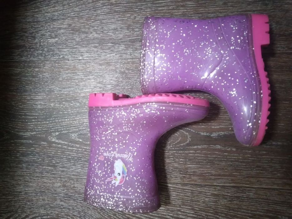 Чоботи гумові для дівчаток яскраві фіолетові 16 см