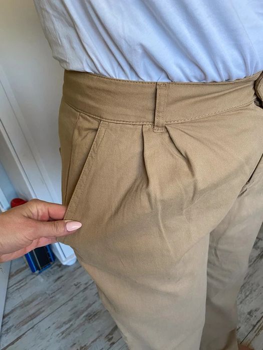 MNG mango spodnie chinos baggy wysoki stan kamel