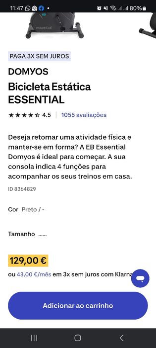 Bicicleta estatística com 0 uso.