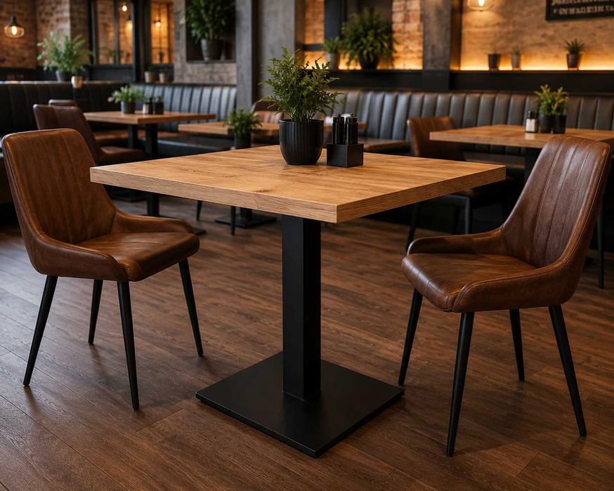 Nowoczesny stolik gastronomiczny loft na jednej nodze | profil 80x80