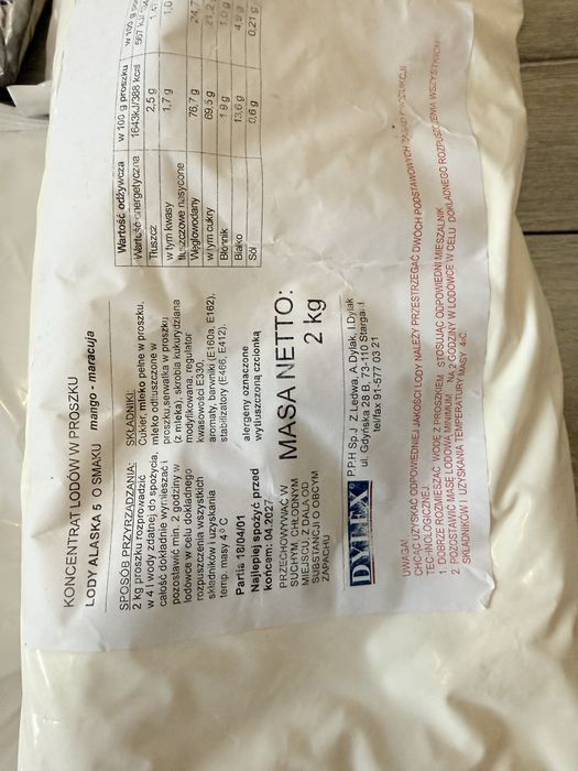 Masy lodowe świderki (800 zl) Masa gofrowa gratis
