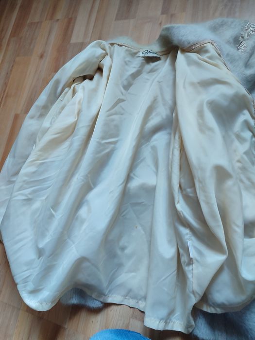 Sweter angora PRL aplikacje na podszewce