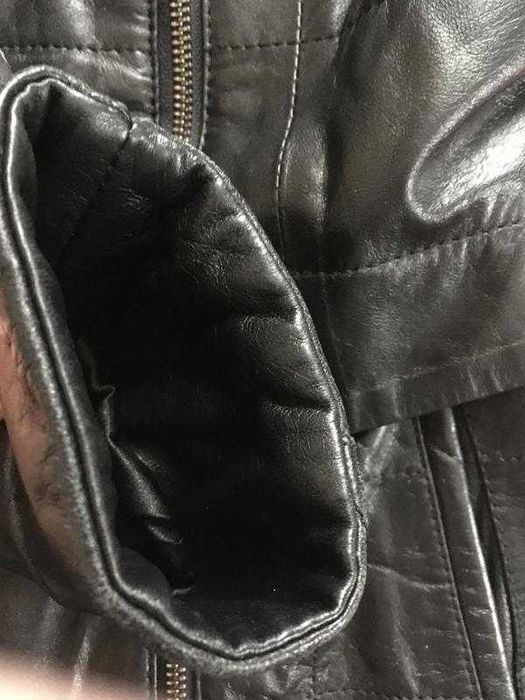 Шкіряне пальто стьобане