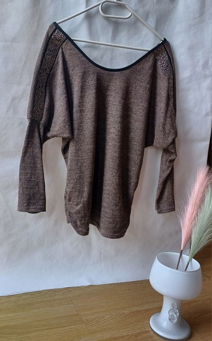 Brązowy sweterek sweter narzutka kardigan bluza bluzka S M L 36 38 40