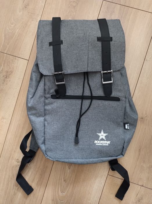 Szary plecak z logo Rockstar