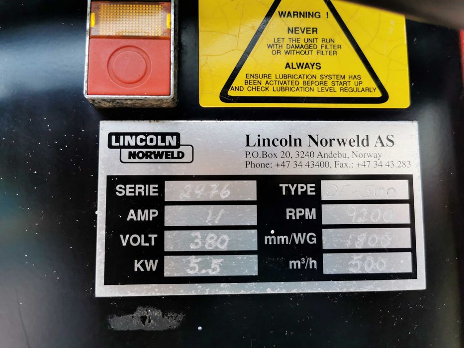 Odciąg,wyciąg do lasera,wysokociśnieniowy samoczyszczący Lincoln