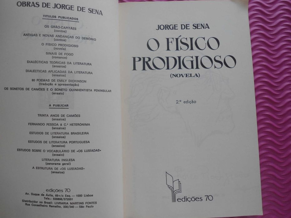 O Físico Prodigioso (Novela) de Jorge de Sena