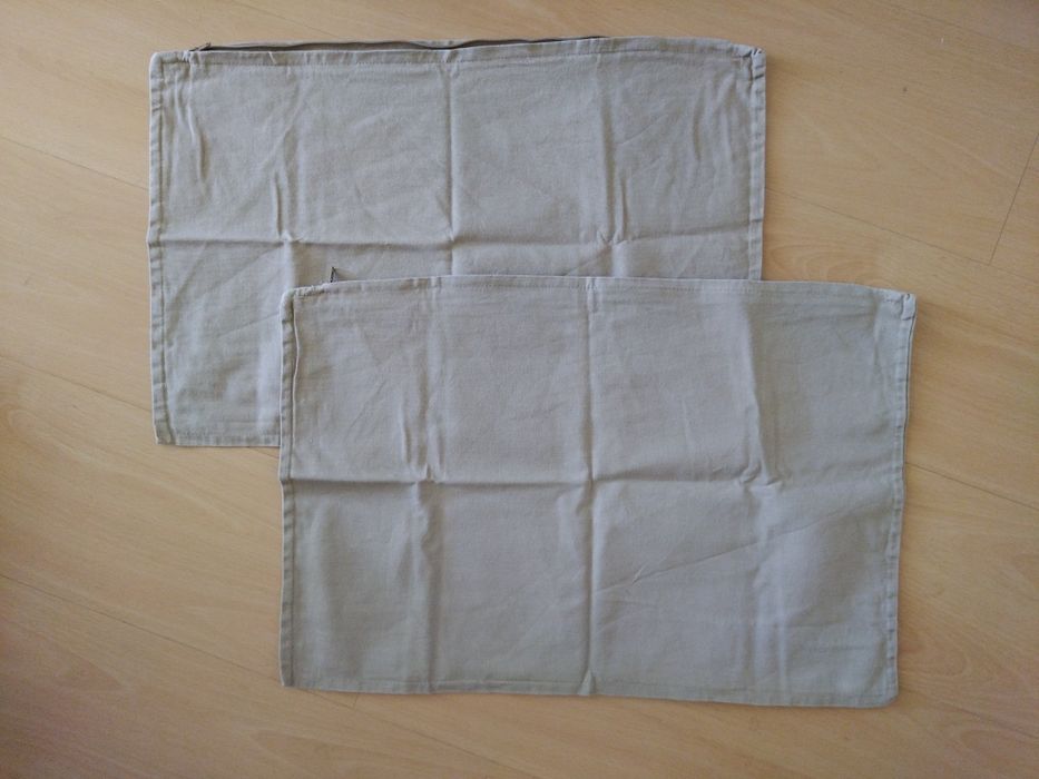 Dwie poszewki na poduszki 40x58 khaki bawełna