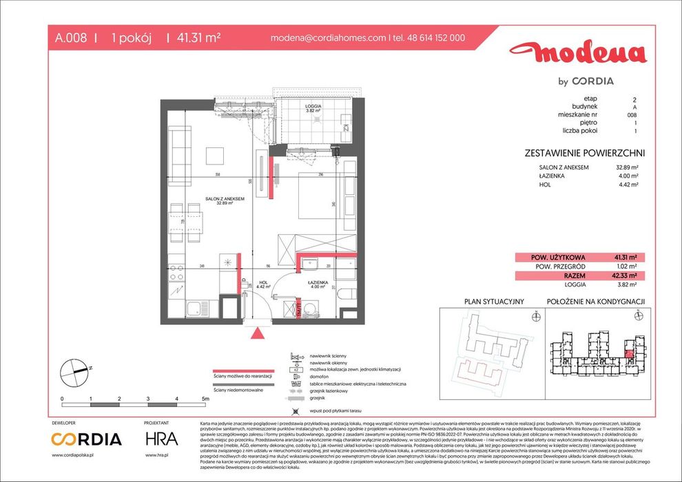 1-pokojowe mieszkanie 41m2 + loggia