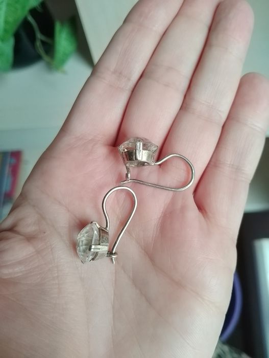 Серьги серебряные с горным хрусталём и браслет серебро