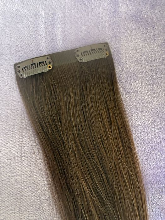 Włosy clip in słowianskie taśma 13 gram brąz 50 cm najwyższa jakość