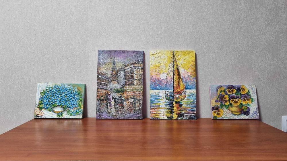 Картина "Кораблик" холст, акрил, на підрамнику  20х30 см