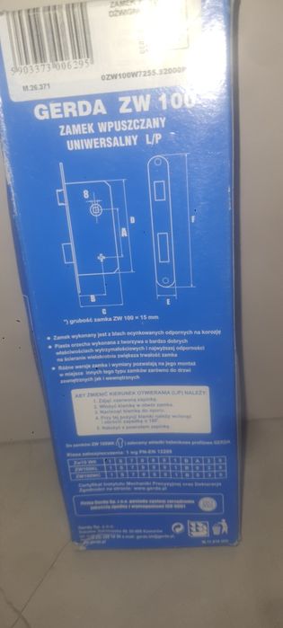 Zamek drzwiowy wpuszczany gerda zw 100