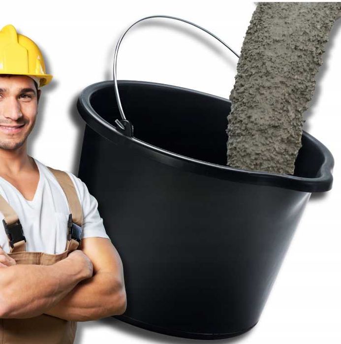 Wiaderka budowlane z lejkiem czarne 12l 10szt