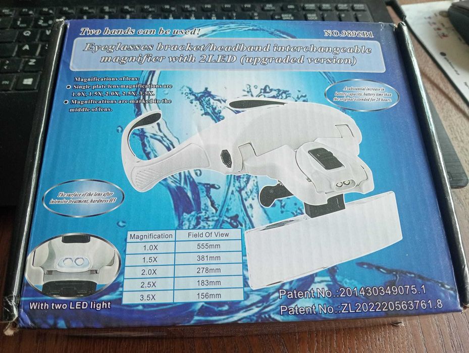 Lupa de Cabeça Profissional c/ 2 LEDs e 5 Lentes – NOVA (Versão Upgrade)