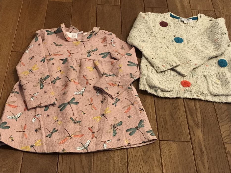 Zestaw 8 szt. dla dziewczynki r.104 - sweter, spodnie, kurtka