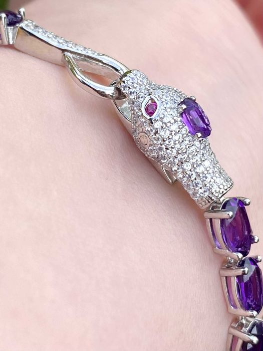 Srebrna bransoletka z naturalnym Ametystem!!!