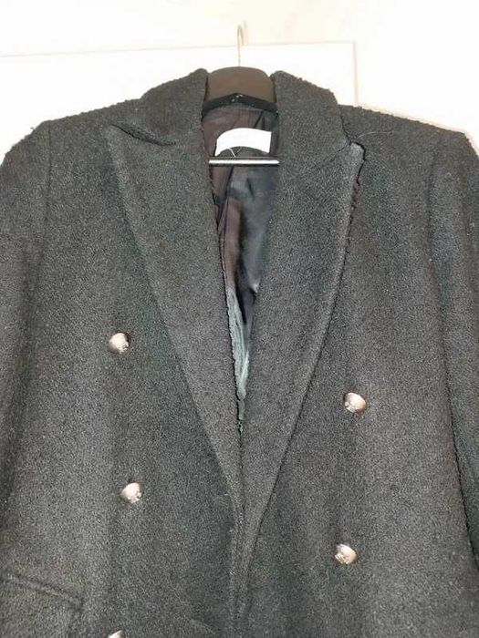 Sobretudo preto Boclé Mango XS