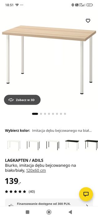 nowy stolik/ biurko IKEA Adils