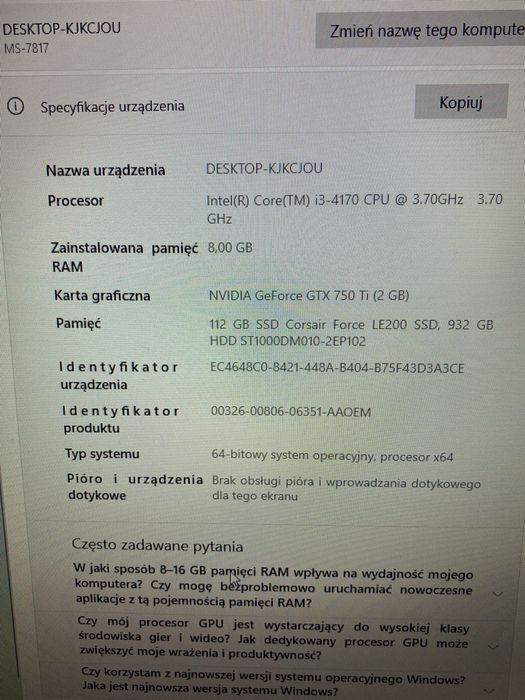 Komputer stacjonarny sprawny