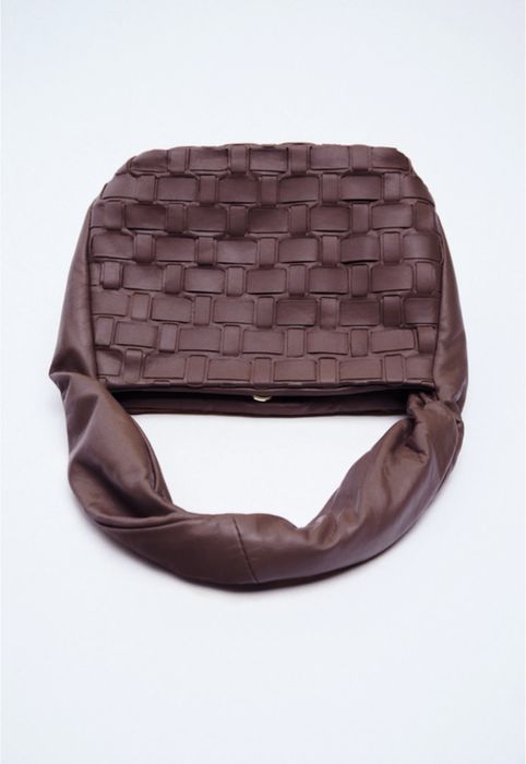 Сумка жіноча ZARA шкіряна плетена колір Бургунді