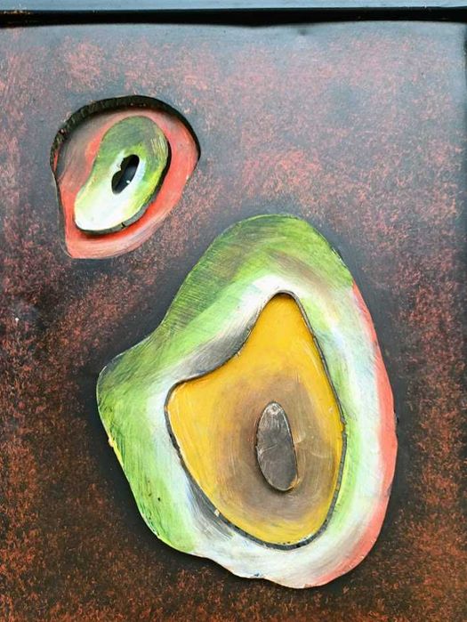 Quadro em metal com pintura arte abstrata contemporânea