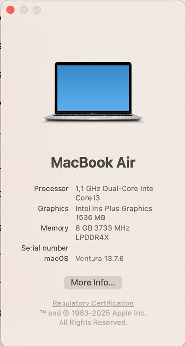 Apple Macbook Air i3 - 8GB - 256GB