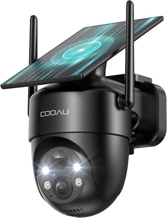 COOAU Zewnętrzna kamera do monitoringu, z panelem solarnym, 2K