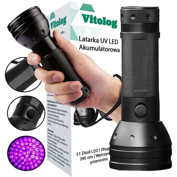 Mocna Latarka UV LED Taktyczna Wojskowa Ręczna Kieszonkowa