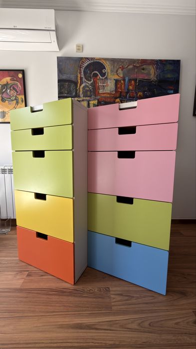 IKEA STUVA móvel arrumação crianças 2 módulos gavetas coloridas