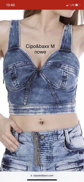 Cipo & baxx M 38 nowy top bustier bluzka niebieska damska jeans