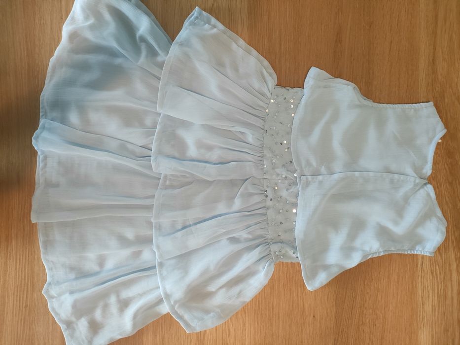 Elegancka błękitna sukienka 5 10 15 r. 128